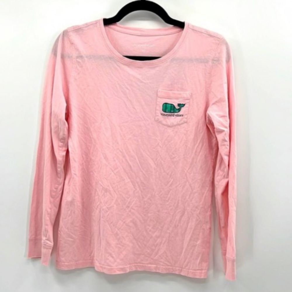 Vineyard Vines shirt top long sleeve light pink football field pocket tee 2018 - Picture 5 of 9
